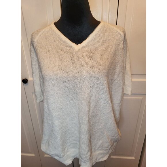 Vintage 90s White Thin Oversized Sweater White Stag XL Minimalist Retro Layering - Picture 4 of 7